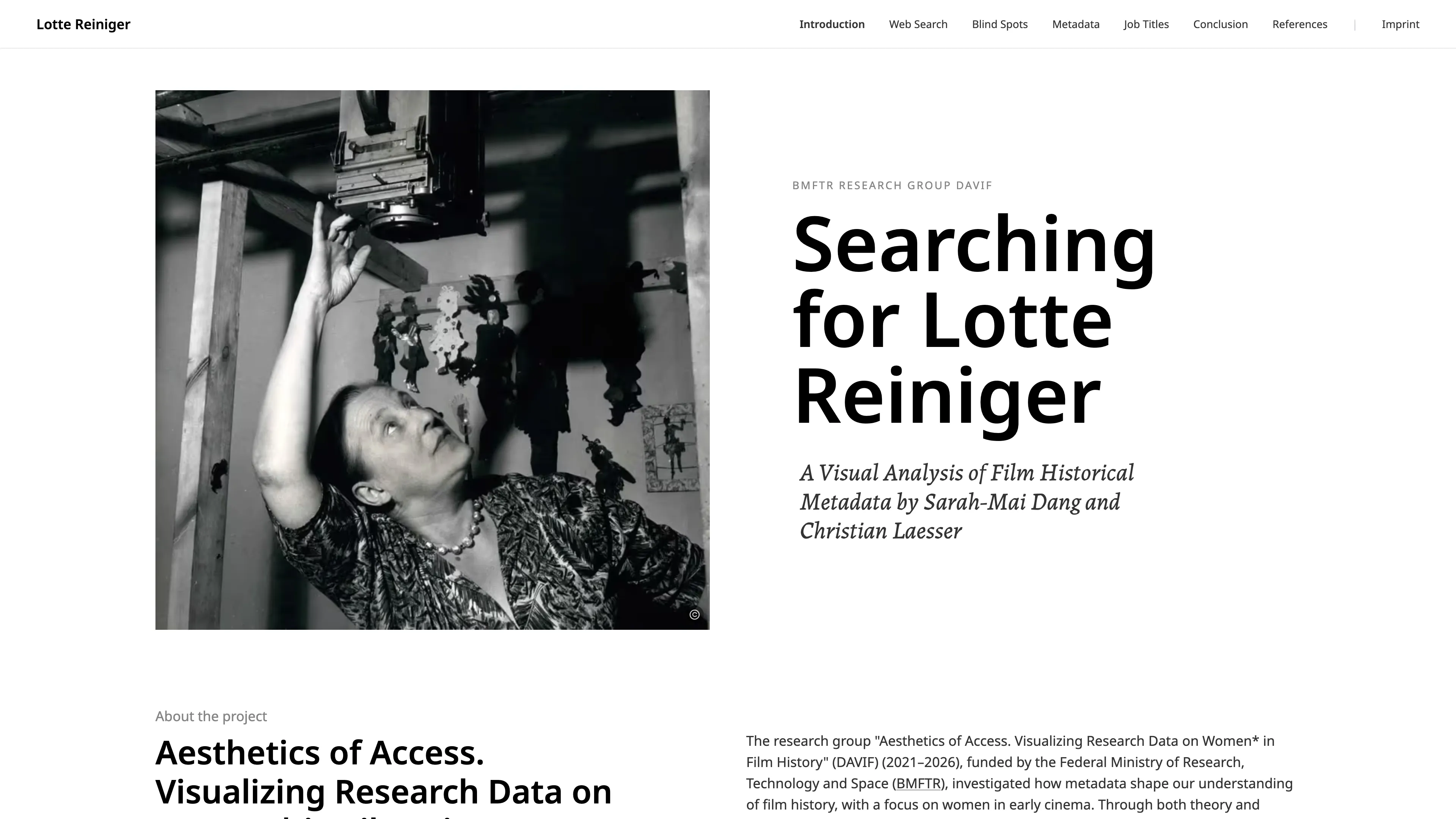 Project start page